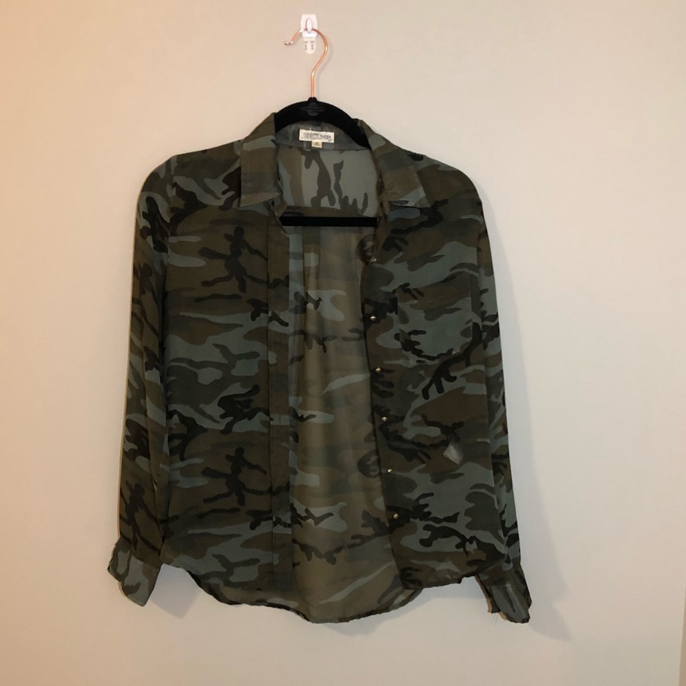 ✨Sheer Camo Button Up✨